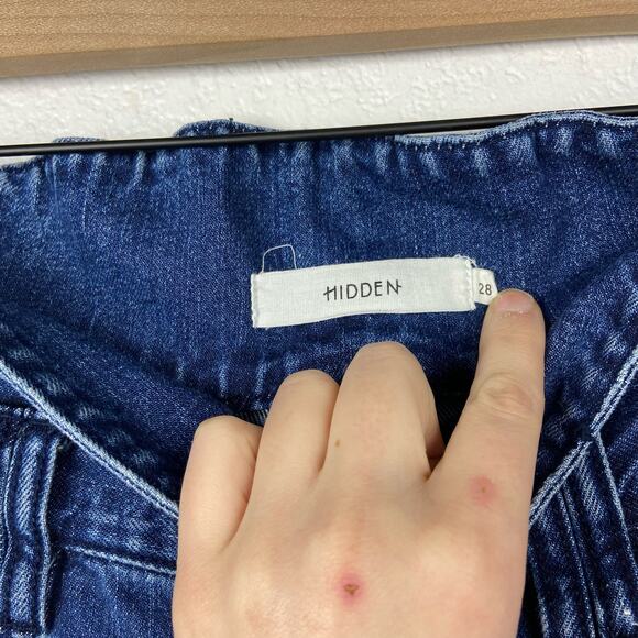 Hidden paper bag waist dark wash denim jeans size 28 - Picture 4 of 9